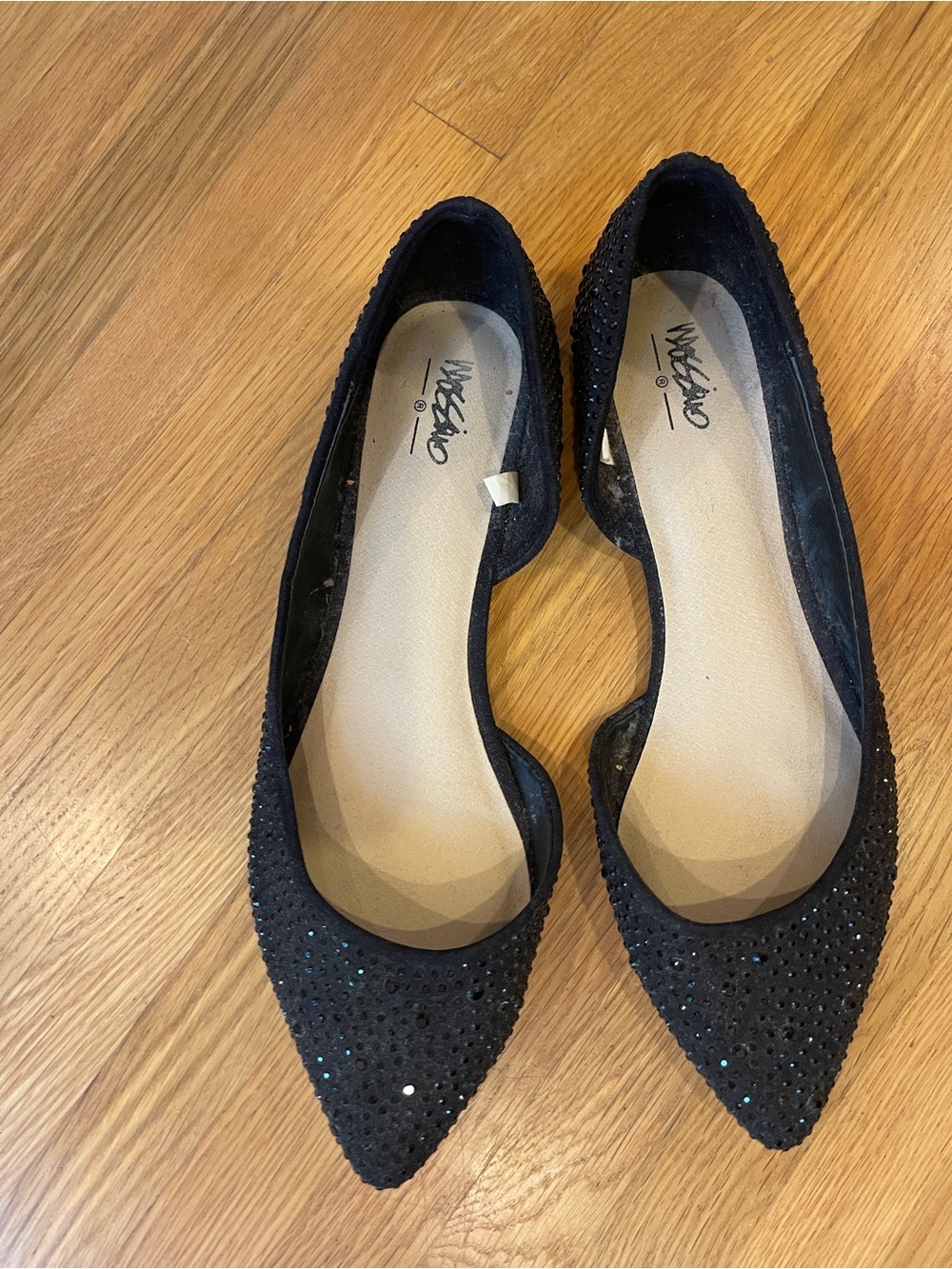 Mossimo Supply Co. Black Pointed-Toe Embellished Flats